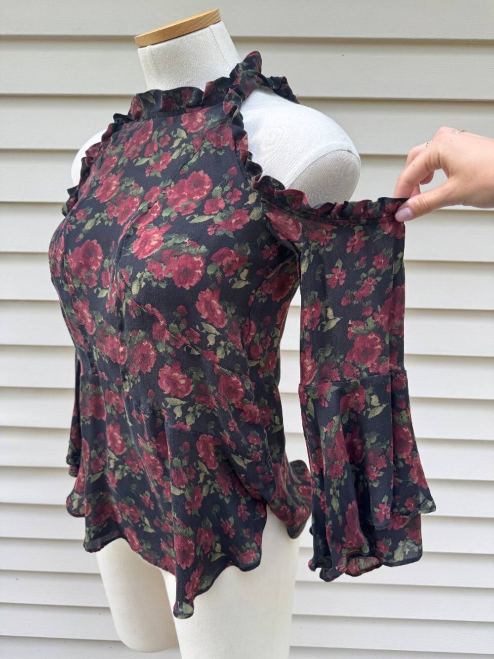 IRO Jeans Silk Floral Cold Shoulder Blouse | 36/M